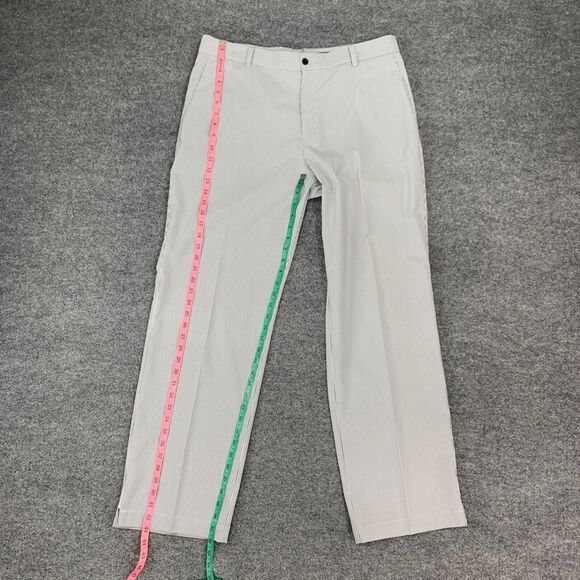 Nike Golf Pant Mens 35x32 White Grey Performance Flat Front Dri Fit Tour Stripe - Picture 6 of 13
